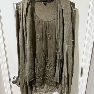 Olive Embroidered Cardigan